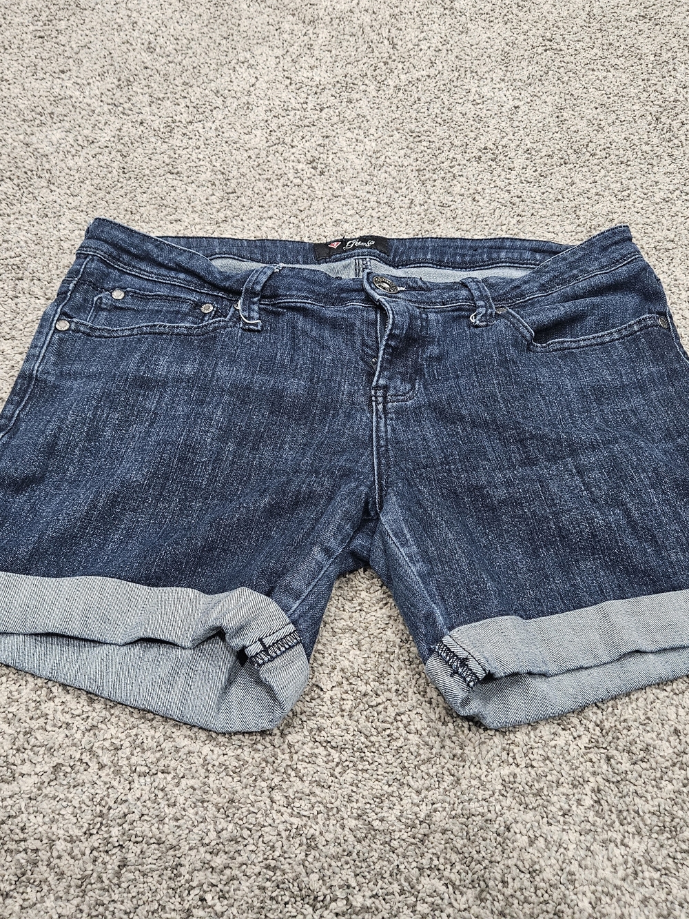 Denim Roll-Cuff Women’s Shorts - Dark Blue